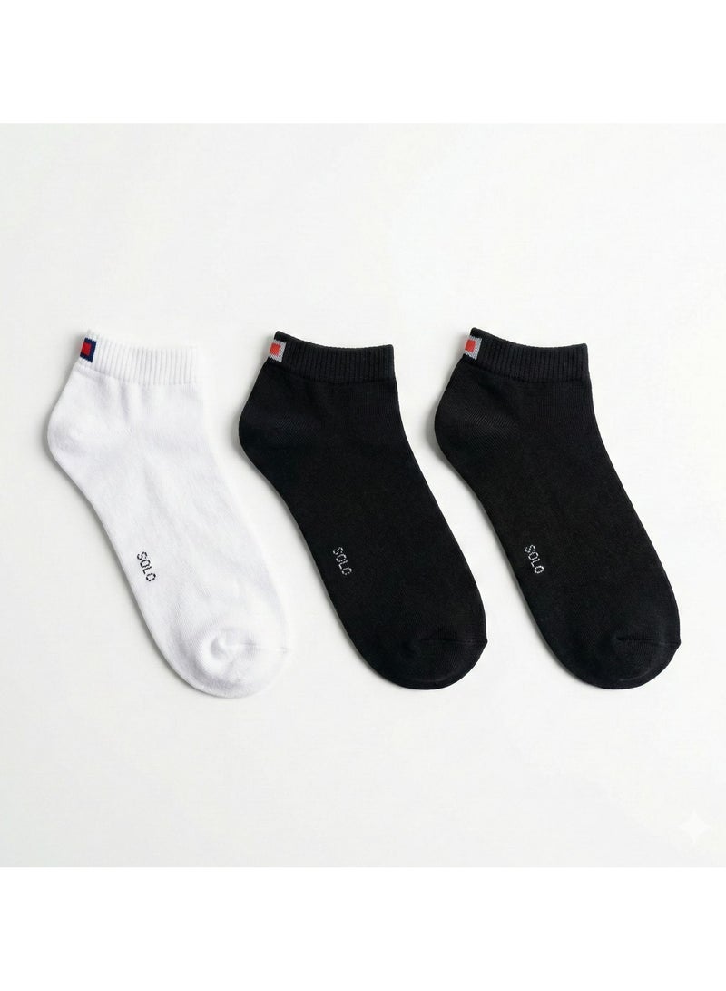 Solo Ankle Socks, 3-Pack, Black, Navy and White, Low Cut Athletic Socks (Tommy) - Image 1